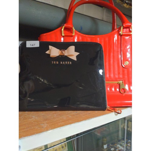 147 - Red Ted Baker handbag & black ipad case