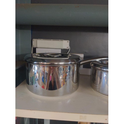 150 - Aga saute pan diam 26 cms, ht 8cms plus 2 Aga graduated saucepans diam 23 & 19 cms