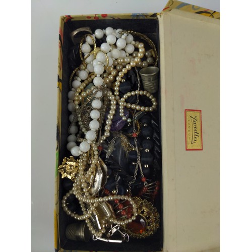 213 - Small collection of costume jewellery, including some simulated pearl necklaces