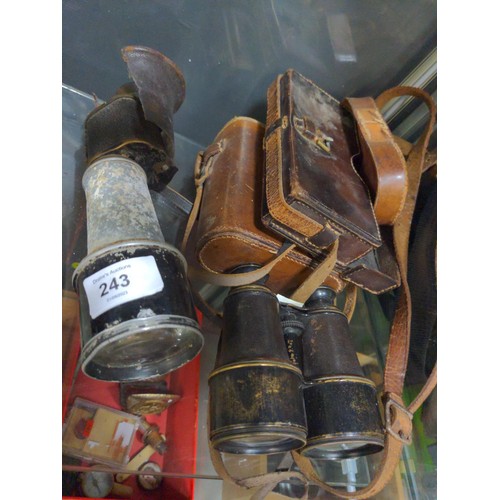 243 - A. Kershaw & Son Ltd 1918 monocular (AF), three pairs of vintage binoculars etc.