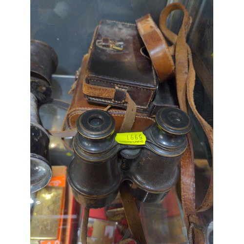 243 - A. Kershaw & Son Ltd 1918 monocular (AF), three pairs of vintage binoculars etc.