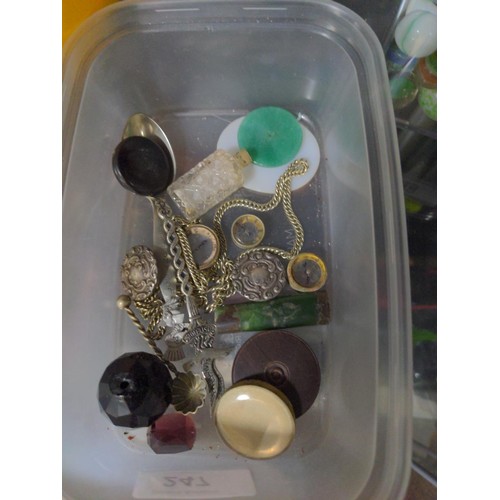 247 - Box of collectables, including compasses, corkscrew, pairs of spectacles and other items