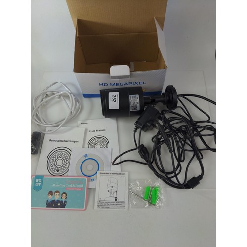 252 - Cooau HD megapixel IP camera, with instructions, cords and box