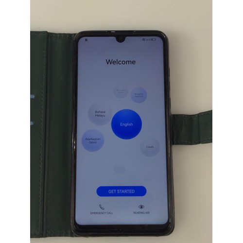 254 - Huawei P30 lite 256GB mobile phone with instructions, usb cable, box and green folding case