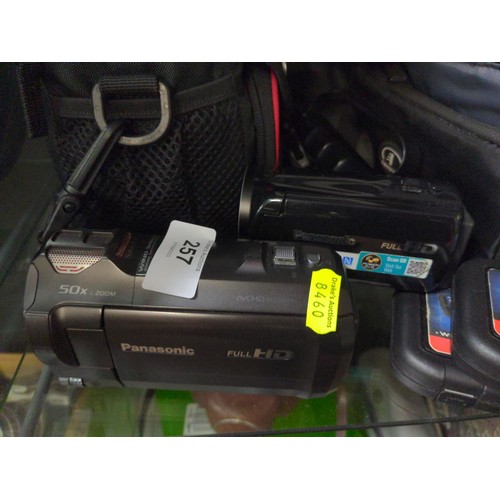 257 - Panasonic HC-V750 camcorder with box and Panasonic HC-V250 camcorder, with carry cases