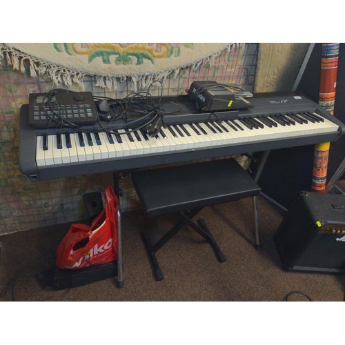 Roland FP8 digital piano with flight case, stand & other accessories