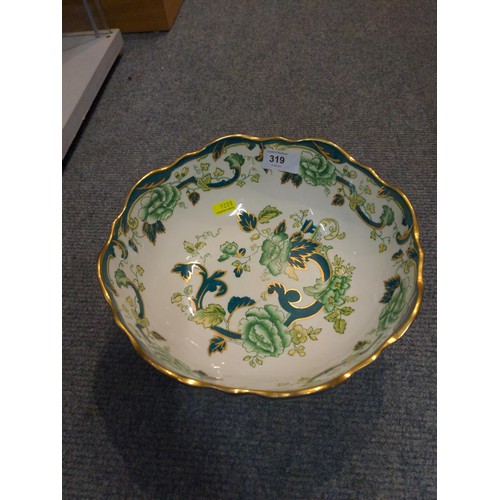 319 - Two large ceramic bowls, one Masons green and gilt and one Italian.