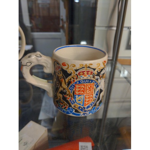 321 - 3 Commemorative mugs, two QE 11 silver jubilee and one with coronation of Edward the 8th. Signed by ... 