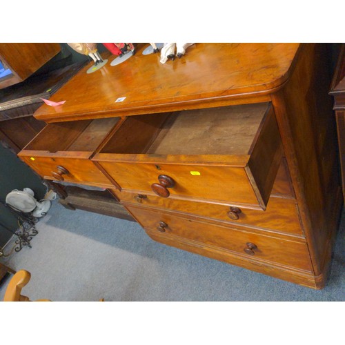 342 - Two over three drawer chest, wooden knob handles in mahogany finish. w 107cms x d 53 x ht 113