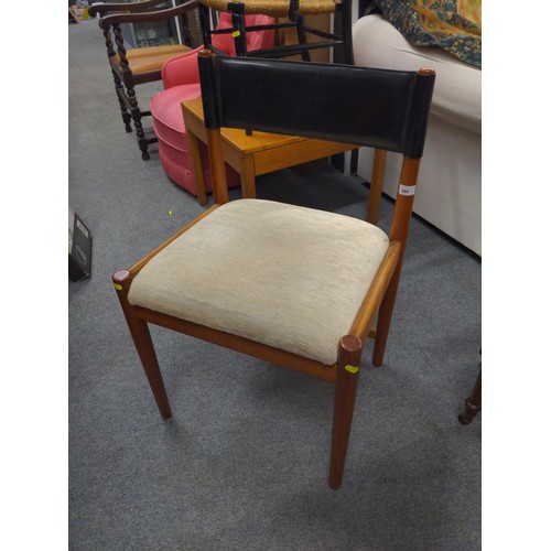 369 - Single Danish teak dining chair, Sibast furniture made in Denmark. Has been reupholstery to seat wit... 