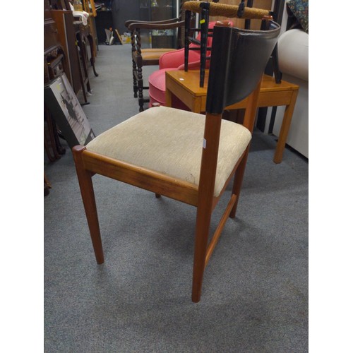 369 - Single Danish teak dining chair, Sibast furniture made in Denmark. Has been reupholstery to seat wit... 