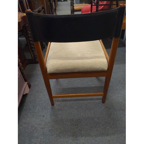 369 - Single Danish teak dining chair, Sibast furniture made in Denmark. Has been reupholstery to seat wit... 