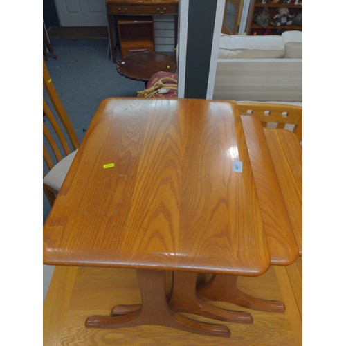 387 - Gentique nest of 3 mid century tables. Largest width 60cm x 44cm x heigh 44.5cm