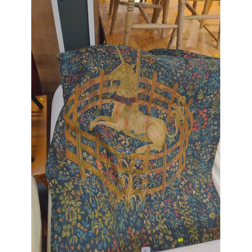 391 - Metrax 'Unicorn in Captivity' 74% linen 26% cotton. Width 93cm x 136