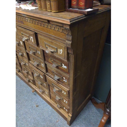 419 - Antique multi drawer shop unit (24 drawers) Width 117cm x depth 47cm x height 98.5cm