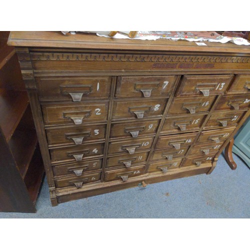 419 - Antique multi drawer shop unit (24 drawers) Width 117cm x depth 47cm x height 98.5cm