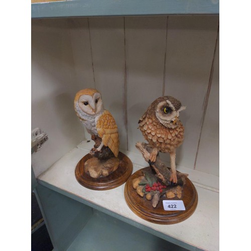 422 - 2 Country Artists owls. Little Owl & Barn Owl. 21cm high.