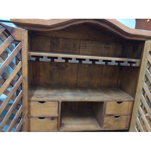 425 - Rustic Indonesian hard wood larder cupboard with iron fixing. 6 drawers to base, internal drawers, 1... 