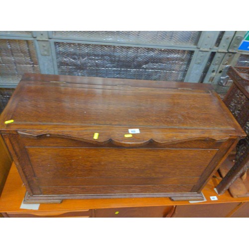 432 - Oak camphor wood coffer. With shaped finish to top. Width 92 depth 42cm x 50cm 