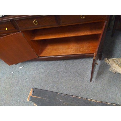 437 - Modern large Stag dresser with three doors and two plate rack shelves.