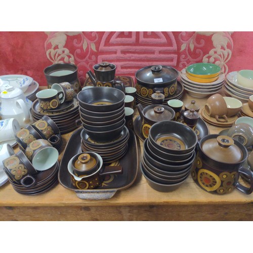 91 - Large quantity of 1970's Denby tea, dinner and serving ware