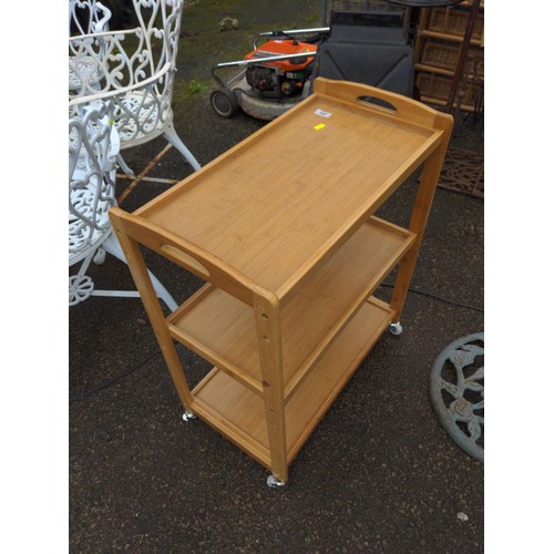 833 - Bamboo three tier hostess trolley