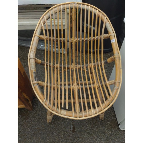 838 - Mid century style bamboo easy chair, areas of damage