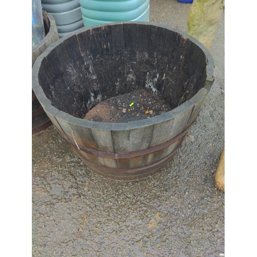 847 - Half barrel planter, diameter 66cm, 44cm high