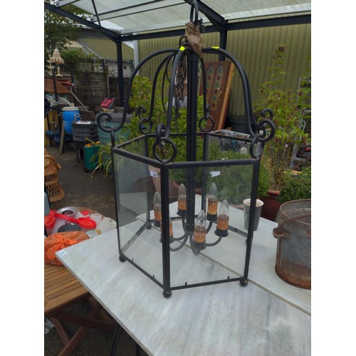 850 - Impressive lantern style chandelier, please note not sold in working order and would require an elec... 