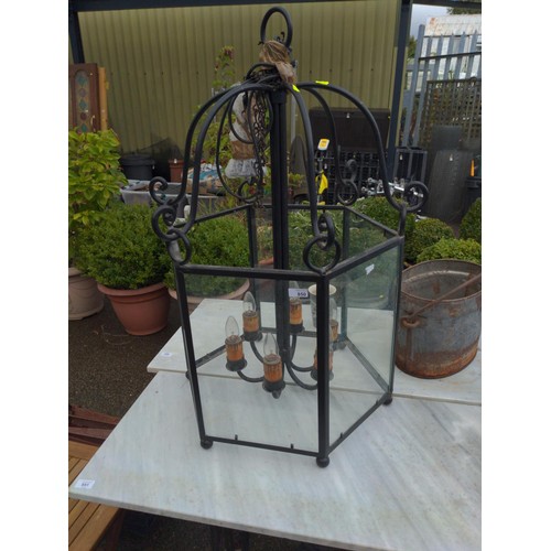 850 - Impressive lantern style chandelier, please note not sold in working order and would require an elec... 