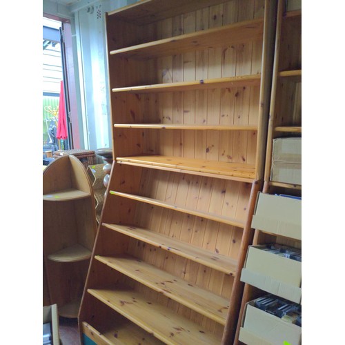 520 - Pine 9 shelf shop display unit (top is joined, but is a separate unit). W100cm H210cm