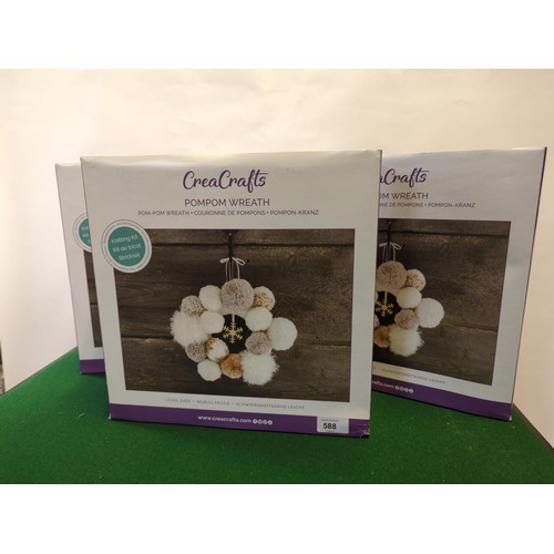 588 - 3 boxes of PomPom wreath making kits