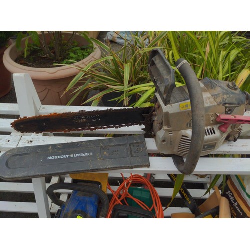 922 - Spear & Jackson petrol chainsaw, in unknown condition with some rust