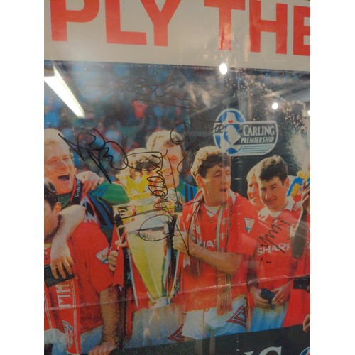 480 - Framed poster of winning team Man Utd 93/94 W92 H62 cm