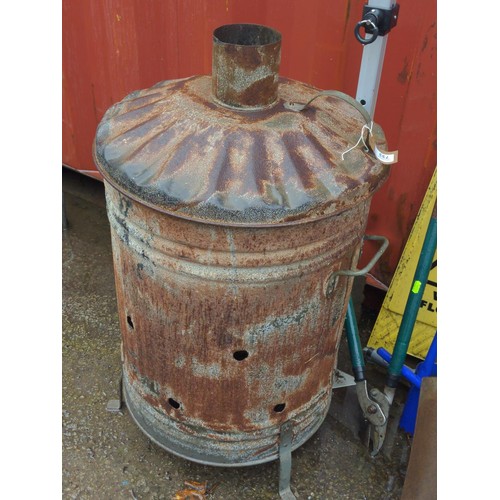 733 - Galvanised burner bin