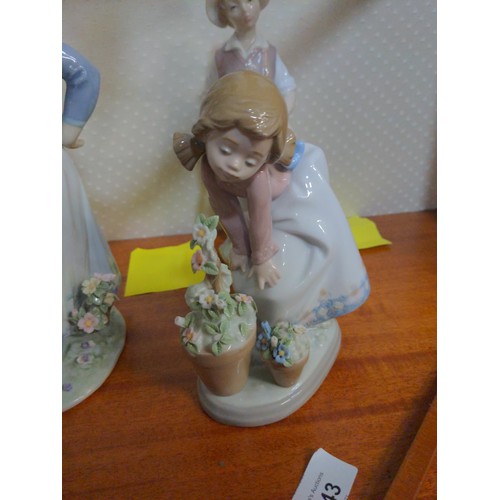 143 - 4 Lladro figures inc Precious Petals & Fisher boy