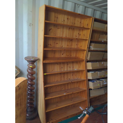 519 - Pine 9 shelf shop display unit (top is joined, but is a separate unit). W100cm H210cm