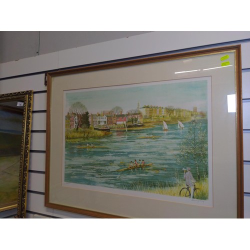 514 - Jeremy King (1933 -2020) 'Boating at Chiswick' limited edition print, signed in pencil 216/250, moun... 