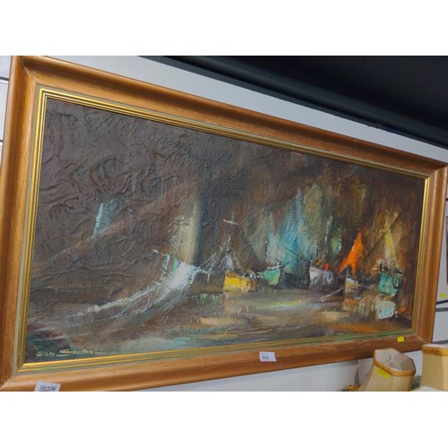 505 - Don Smith 'Night Harbour, Brixham Devon', oil on board, signed lower left and titled verso, framed 1... 