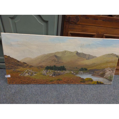 515 - Garceau original Landscape oil on canvas of The Reeks of Killarney 41 x 93cm