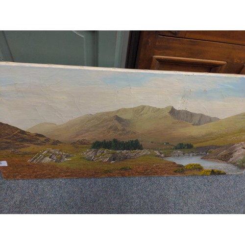 515 - Garceau original Landscape oil on canvas of The Reeks of Killarney 41 x 93cm