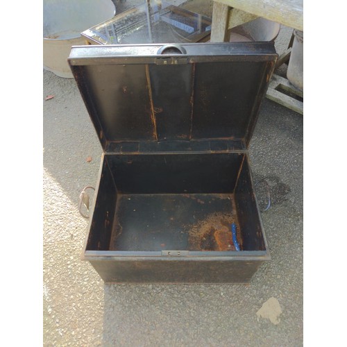 108 - Small metal chest, 51cm wide