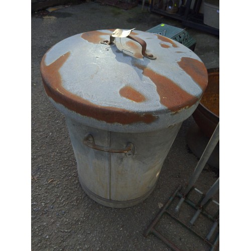 112 - Galvanised bin with lid 