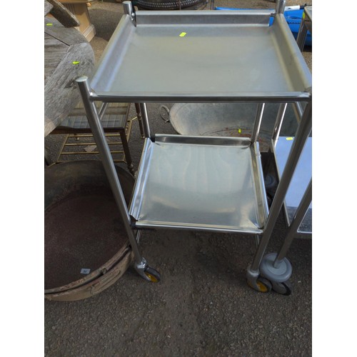 83 - Stainless steel wheeled trolley with removable shelves