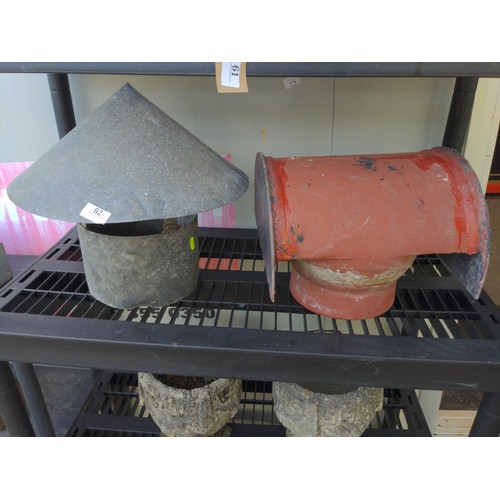 62 - Two chimney cowls, inc. one galvanised