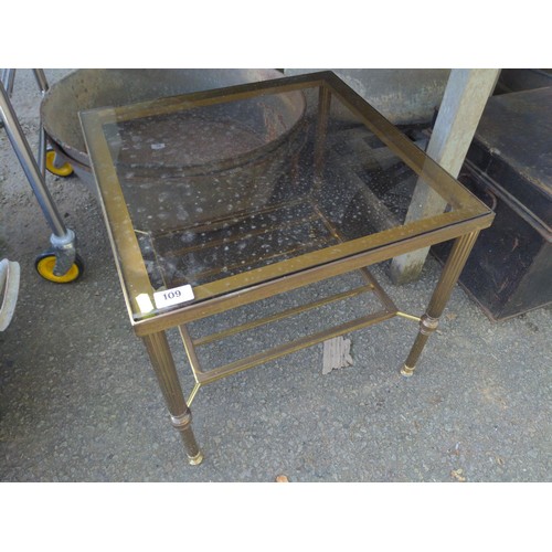 109 - Small glass metal framed side table