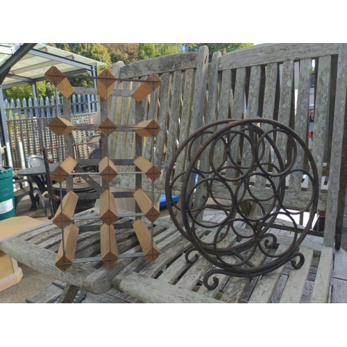 88 - Two wine racks wooden & wrought iron