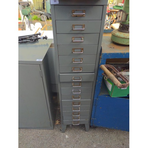 91 - Grey Bisley style filing cabinet with 15 drawers