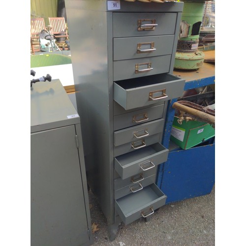 91 - Grey Bisley style filing cabinet with 15 drawers