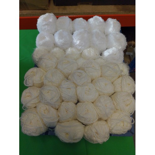 205 - Tray of various yarn creams and whites 